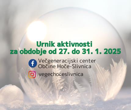 Urnik aktivnosti VeGeC za obdobje od 27. do 31. 1. 2025