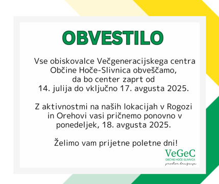 Obvestila - VeGeC
