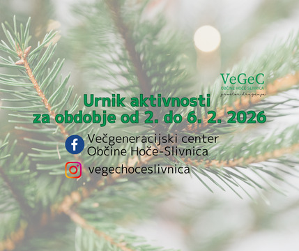 Urnik aktivnosti VeGeC OHS za obdobje od 2. do 6. 2. 2026