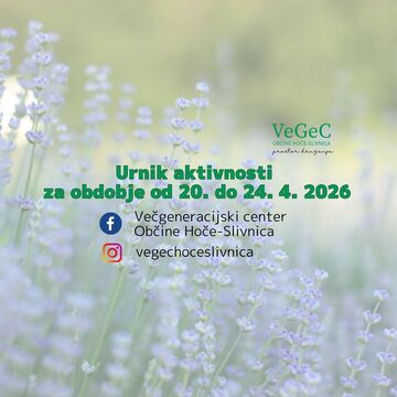 Urnik aktivnosti VeGeC OHS od 20. do 24. 4. 2026