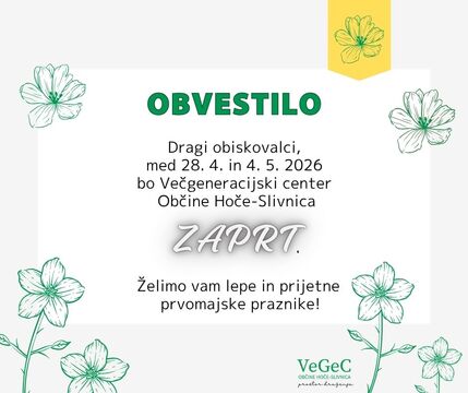 Obvestilo o zaprtju centra