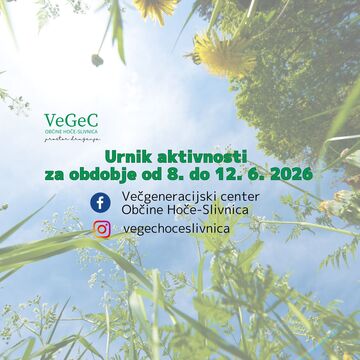 Urnik aktivnosti VeGeC OHS za obdobje od 8. do 12. 6. 2026